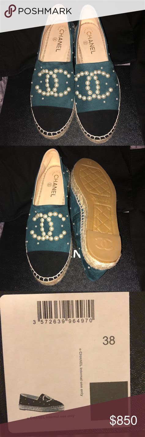 chanel pearl espadrilles|authentic Chanel espadrilles.